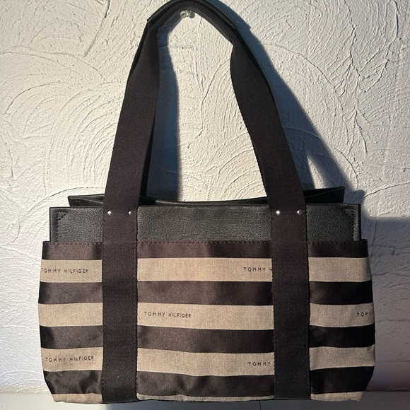 Tommy Hilfiger Special Addition Snap Black and Beige Striped Purse - Picture 3 of 6